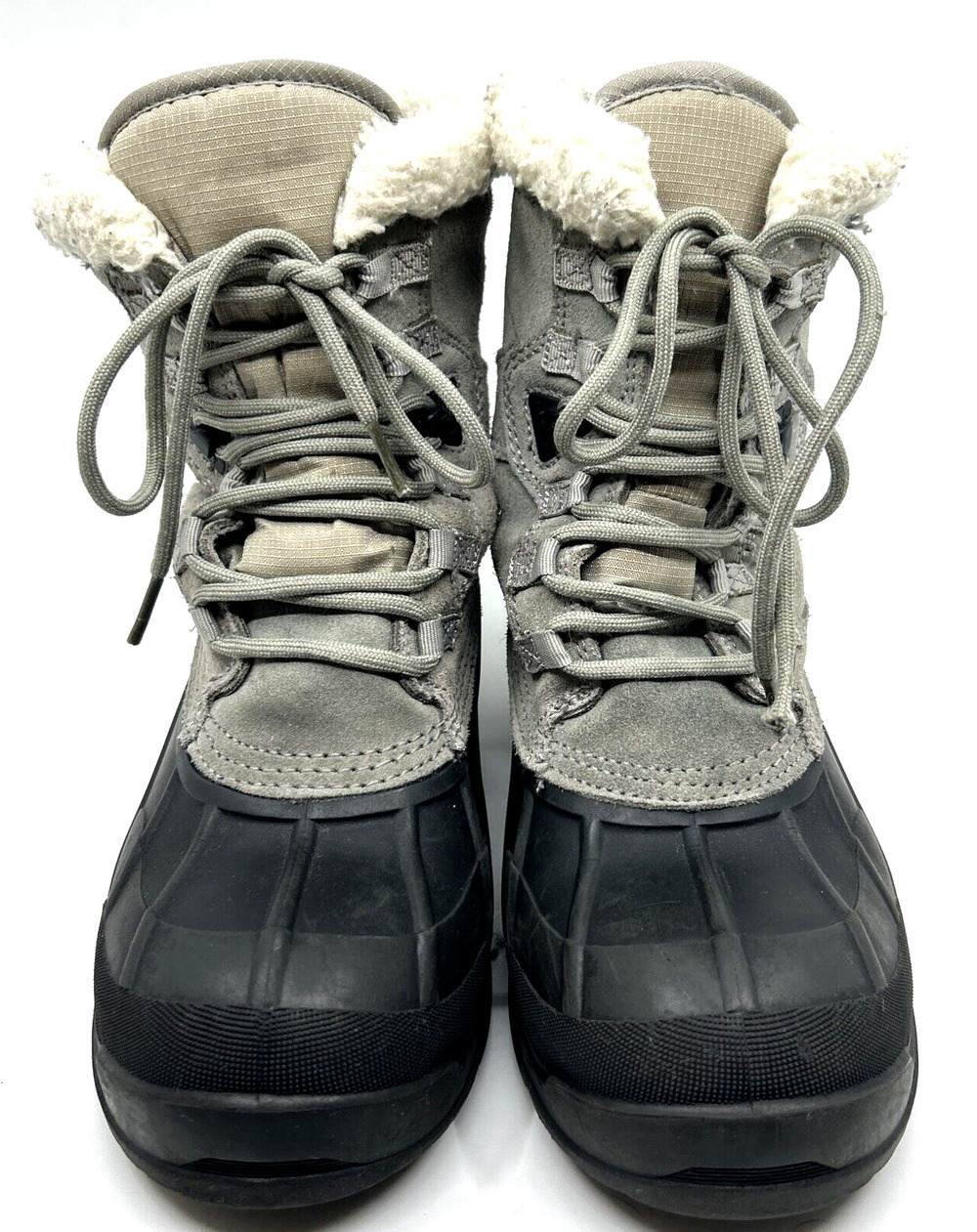 KKamik Womens Acadia Suede Snow Boots Sz 7 Sherpa Trim Rubber Waterproof Lace Up